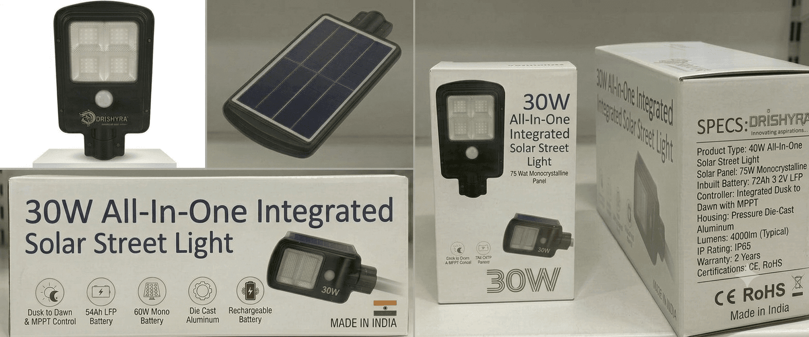 DRISHYAA - 30W All-In-One Integrated Solar Street Light